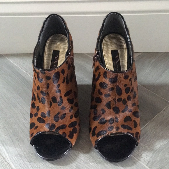 leopard peep toe booties